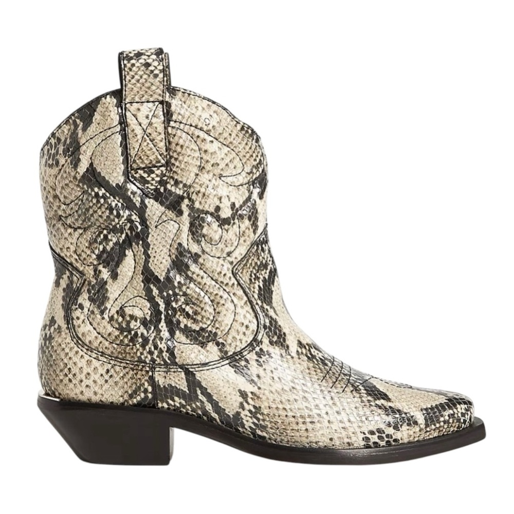 Schutz Boot Women’s Size 6.5 Zachy Western Snakeskin Leather Ankle Boot